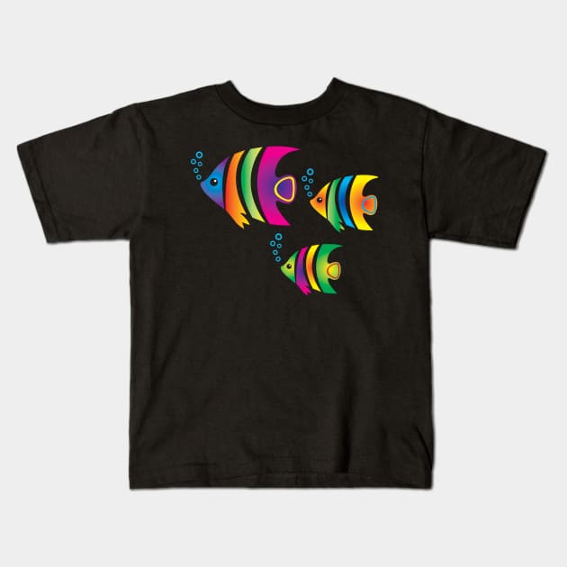 Funny fish. Flock of colorful fish Kids T-Shirt by Artlab